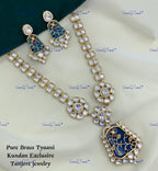 VeroniQ Trends-Carved Kundan Polki Long Necklace Polki-Gold Plated-Wedding Jewelry-Punjabi Jewelry-South Indian-Thappa Jewelry