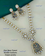 VeroniQ Trends-Carved Kundan Polki Long Necklace Polki-Gold Plated-Wedding Jewelry-Punjabi Jewelry-South Indian-Thappa Jewelry