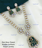 VeroniQ Trends-Carved Kundan Polki Long Necklace Polki-Gold Plated-Wedding Jewelry-Punjabi Jewelry-South Indian-Thappa Jewelry