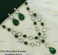 VeroniQ Trends-Victorian Double Line Emerald Green and Kundan Polki Necklace Polki-Gold Plated-Wedding Jewellery-Punjabi Jewellery-South Indian-Thappa Jewellery