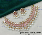 VeroniQ Trends-Elegant Gold Plated Pearl Kundan Polki Choker Necklace Kundan-Gold Plated-Wedding Jewelry-Punjabi Jewelry-South Indian-Thappa Jewelry