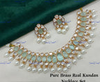 VeroniQ Trends-Elegant Gold Plated Pearl Kundan Polki Choker Necklace Kundan-Gold Plated-Wedding Jewelry-Punjabi Jewelry-South Indian-Thappa Jewelry
