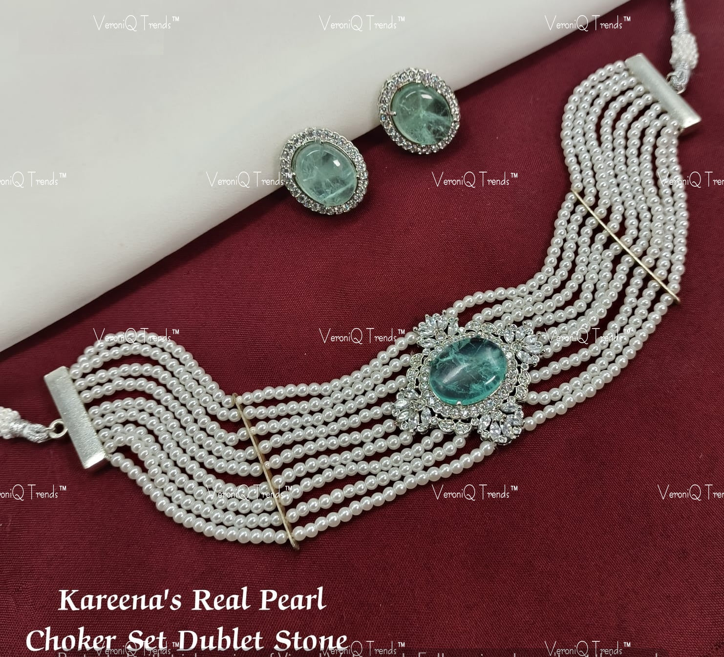VeroniQ Trends-Elegant Multistrand Gold Plated Kundan Polki Choker Necklace Kundan-Gold Plated-Wedding Jewellery-Punjabi Jewellery-South Indian-Thappa Jewellery