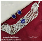 VeroniQ Trends-Elegant Multistrand Gold Plated Kundan Polki Choker Necklace Kundan-Gold Plated-Wedding Jewelry-Punjabi Jewelry-South Indian-Thappa Jewelry