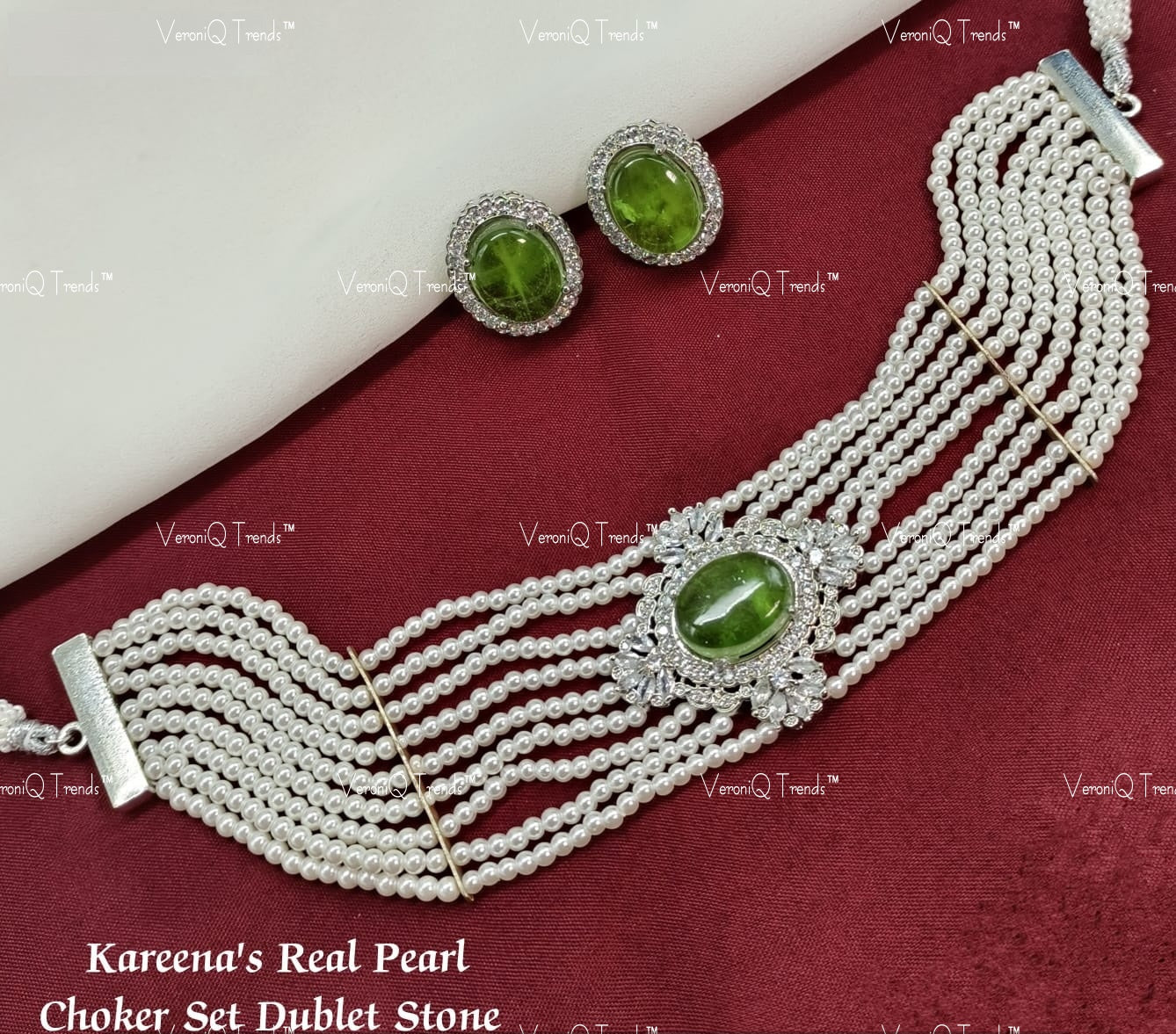 VeroniQ Trends-Elegant Multistrand Gold Plated Kundan Polki Choker Necklace Kundan-Gold Plated-Wedding Jewellery-Punjabi Jewellery-South Indian-Thappa Jewellery