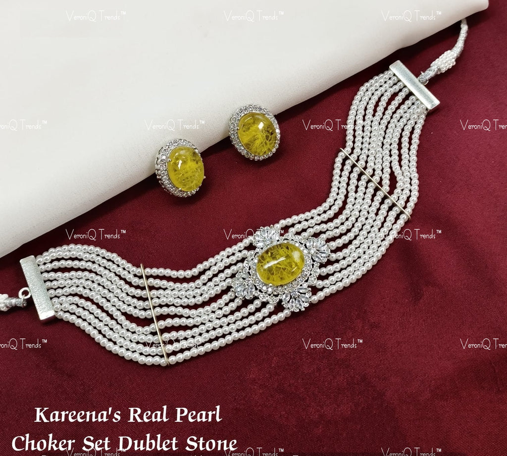 VeroniQ Trends-Elegant Multistrand Gold Plated Kundan Polki Choker Necklace Kundan-Gold Plated-Wedding Jewellery-Punjabi Jewellery-South Indian-Thappa Jewellery