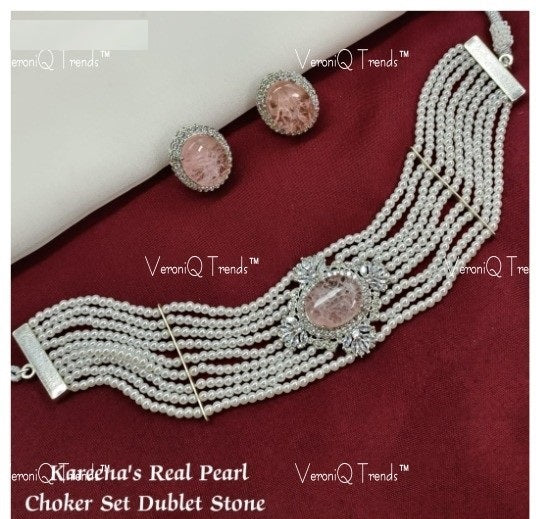 VeroniQ Trends-Elegant Multistrand Gold Plated Kundan Polki Choker Necklace Kundan-Gold Plated-Wedding Jewellery-Punjabi Jewellery-South Indian-Thappa Jewellery
