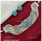 VeroniQ Trends-Elegant Multistrand Gold Plated Kundan Polki Choker Necklace Kundan-Gold Plated-Wedding Jewelry-Punjabi Jewelry-South Indian-Thappa Jewelry
