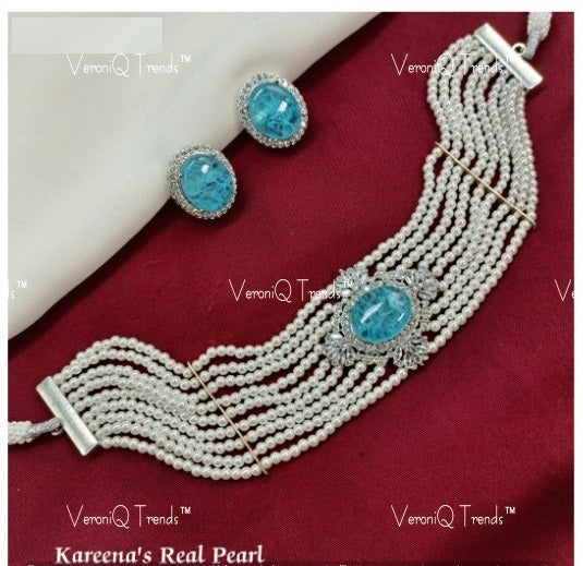 VeroniQ Trends-Elegant Multistrand Gold Plated Kundan Polki Choker Necklace Kundan-Gold Plated-Wedding Jewellery-Punjabi Jewellery-South Indian-Thappa Jewellery