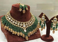 VeroniQ Trends-Traditional Bridal Gold Plated Kundan Studded And Green Beaded Necklace Kundan-Gold Plated-Wedding Jewellery-Punjabi Jewellery-South Indian-Thappa Jewellery