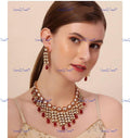 VeroniQ Trends-Stylish Tassel Look Gold Plated Kundan Studded And Beaded Necklace Kundan-Gold Plated-Wedding Jewellery-Punjabi Jewellery-South Indian-Thappa Jewellery