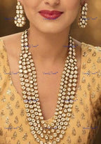 VeroniQ Trends-Multi-Line Kundan Studded Long Necklace Kundan-Gold Plated-Wedding Jewelry-Punjabi Jewelry-South Indian-Thappa Jewelry
