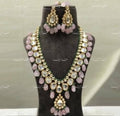 VeroniQ Trends-Heavy Kundan Studded And Pink Beaded Long Necklace Kundan-Gold Plated-Wedding Jewellery-Punjabi Jewellery-South Indian-Thappa Jewellery