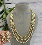 VeroniQ Trends-Multi-Line Kundan Studded Long Necklace Kundan-Gold Plated-Wedding Jewelry-Punjabi Jewelry-South Indian-Thappa Jewelry