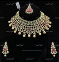 VeroniQ Trends-Beautiful Bridal Kundan Jadau With Pink Stone Choker Necklace Kundan-Gold Plated-Wedding Jewellery-Punjabi Jewellery-South Indian-Thappa Jewellery