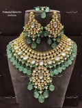 VeroniQ Trends-Bridal Heavy Kundan Studded And Green Beaded Necklace Kundan-Gold Plated-Wedding Jewellery-Punjabi Jewellery-South Indian-Thappa Jewellery