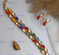 VeroniQ Trends-Gold Plated Navratan Kundan Choker Necklace Kundan-Gold Plated-Wedding Jewellery-Punjabi Jewellery-South Indian-Thappa Jewellery