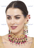 VeroniQ Trends-Gold Plated Beads And Kundan Choker Necklace Kundan-Gold Plated-Wedding Jewellery-Punjabi Jewellery-South Indian-Thappa Jewellery