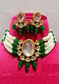 VeroniQ Trends-Multi-Line Green Beaded Heavy Kundan Choker Necklace Kundan-Gold Plated-Wedding Jewellery-Punjabi Jewellery-South Indian-Thappa Jewellery