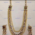 VeroniQ Trends-Traditional Multi-Line Pearl Kundan Long Necklace Kundan-Gold Plated-Wedding Jewellery-Punjabi Jewellery-South Indian-Thappa Jewellery