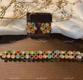 VeroniQ Trends-Elegant Multicolor Kundan Choker Necklace Kundan-Gold Plated-Wedding Jewellery-Punjabi Jewellery-South Indian-Thappa Jewellery