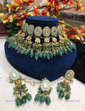 VeroniQ Trends-Bridal Mint Green Kundan Studded Choker Necklace Kundan-Gold Plated-Wedding Jewellery-Punjabi Jewellery-South Indian-Thappa Jewellery
