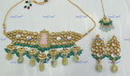 VeroniQ Trends-Gold Plated Kundan Studded Choker Necklace Kundan-Gold Plated-Wedding Jewelry-Punjabi Jewelry-South Indian-Thappa Jewelry