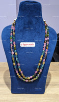 VeroniQ Trends-Elegant Double Layer Tourmaline Look Beads Jaipuri Mala Necklace-Gold Plated-Wedding Jewellery-Punjabi Jewellery-South Indian-Thappa Jewellery