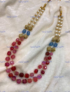 VeroniQ Trends-Beautiful Double Layer Natural Stone And Pearl Jaipuri Mala Necklace-Gold Plated-Wedding Jewelry-Punjabi Jewelry-South Indian-Thappa Jewelry