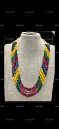 VeroniQ Trends-Elegant Multi-Layer Tourmaline Look  Beads Jaipuri Mala Necklace-Gold Plated-Wedding Jewellery-Punjabi Jewellery-South Indian-Thappa Jewellery