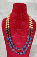 VeroniQ Trends-Elegant Double Layer Fluorite Color Beads And Victorian Beads Jaipuri Mala Long Necklace-Gold Plated-Wedding Jewellery-Punjabi Jewellery-South Indian-Thappa Jewellery