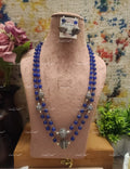 VeroniQ Trends-Traditional Jaipuri Mala Style Sapphire and Silver Beads Long Necklace-Gold Plated-Wedding Jewellery-Punjabi Jewellery-South Indian-Thappa Jewellery