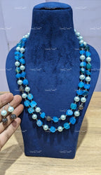 VeroniQ Trends-Traditional Double Layer Jaipuri Mala Style Natural Stone Beads Long Necklace-Gold Plated-Wedding Jewelry-Punjabi Jewelry-South Indian-Thappa Jewelry