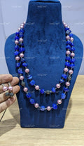 VeroniQ Trends-Traditional Double Layer Jaipuri Mala Style Natural Stone Beads Long Necklace-Gold Plated-Wedding Jewellery-Punjabi Jewellery-South Indian-Thappa Jewellery