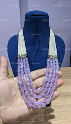 VeroniQ Trends-Elegant Multilayer Jaipuri Mala Style Multicolour Beads and Pearl Long Necklace-Gold Plated-Wedding Jewelry-Punjabi Jewelry-South Indian-Thappa Jewelry