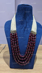 VeroniQ Trends-Elegant Multilayer Jaipuri Mala Style Multicolour Beads and Pearl Long Necklace-Gold Plated-Wedding Jewelry-Punjabi Jewelry-South Indian-Thappa Jewelry