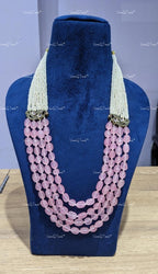 VeroniQ Trends-Elegant Multilayer Jaipuri Mala Style Multicolour Beads and Pearl Long Necklace-Gold Plated-Wedding Jewelry-Punjabi Jewelry-South Indian-Thappa Jewelry