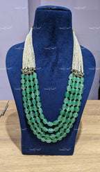 VeroniQ Trends-Elegant Multilayer Jaipuri Mala Style Multicolour Beads and Pearl Long Necklace-Gold Plated-Wedding Jewelry-Punjabi Jewelry-South Indian-Thappa Jewelry