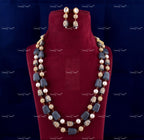 VeroniQ Trends-Elegant Double Layer Meenakari Beads and Pearl Jaipuri Mala Long Necklace-Gold Plated-Wedding Jewelry-Punjabi Jewelry-South Indian-Thappa Jewelry
