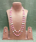 VeroniQ Trends-Beautiful Double Layer Baroque Shell Pearl Jaipuri Mala Long Necklace-Gold Plated-Wedding Jewelry-Punjabi Jewelry-South Indian-Thappa Jewelry