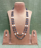 VeroniQ Trends-Beautiful Double Layer Baroque Shell Pearl Jaipuri Mala Long Necklace-Gold Plated-Wedding Jewelry-Punjabi Jewelry-South Indian-Thappa Jewelry