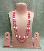 VeroniQ Trends-Beautiful Double Layer Baroque Shell Pearl Jaipuri Mala Long Necklace-Gold Plated-Wedding Jewelry-Punjabi Jewelry-South Indian-Thappa Jewelry
