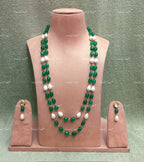 VeroniQ Trends-Beautiful Double Layer Baroque Shell Pearl Jaipuri Mala Long Necklace-Gold Plated-Wedding Jewelry-Punjabi Jewelry-South Indian-Thappa Jewelry