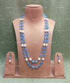 VeroniQ Trends-Beautiful Double Layer Baroque Shell Pearl Jaipuri Mala Long Necklace-Gold Plated-Wedding Jewelry-Punjabi Jewelry-South Indian-Thappa Jewelry