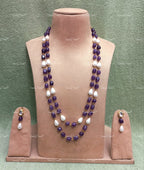 VeroniQ Trends-Beautiful Double Layer Baroque Shell Pearl Jaipuri Mala Long Necklace-Gold Plated-Wedding Jewelry-Punjabi Jewelry-South Indian-Thappa Jewelry