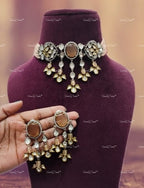 VeroniQ Trends-Victorian Style Kundan Jadau Kundan Choker Necklace Kundan-Gold Plated-Wedding Jewelry-Punjabi Jewelry-South Indian-Thappa Jewelry