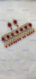 VeroniQ Trends-Elegant Victorian Party Wear Kundan Choker Necklace Kundan-Gold Plated-Wedding Jewelry-Punjabi Jewelry-South Indian-Thappa Jewelry