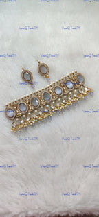 VeroniQ Trends-Elegant Victorian Party Wear Kundan Choker Necklace Kundan-Gold Plated-Wedding Jewelry-Punjabi Jewelry-South Indian-Thappa Jewelry