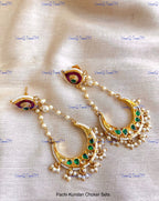VeroniQ Trends-Traditional Chandbali Style Pachi Kundan Choker Necklace Pachi Kundan-Gold Plated-Wedding Jewelry-Punjabi Jewelry-South Indian-Thappa Jewelry