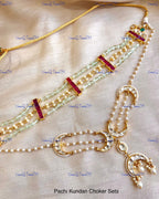 VeroniQ Trends-Traditional Chandbali Style Pachi Kundan Choker Necklace Pachi Kundan-Gold Plated-Wedding Jewelry-Punjabi Jewelry-South Indian-Thappa Jewelry